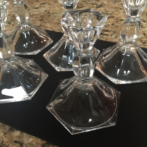 Set of 5 clear crystal candle stick holders taper candle holders - Picture 3 of 7